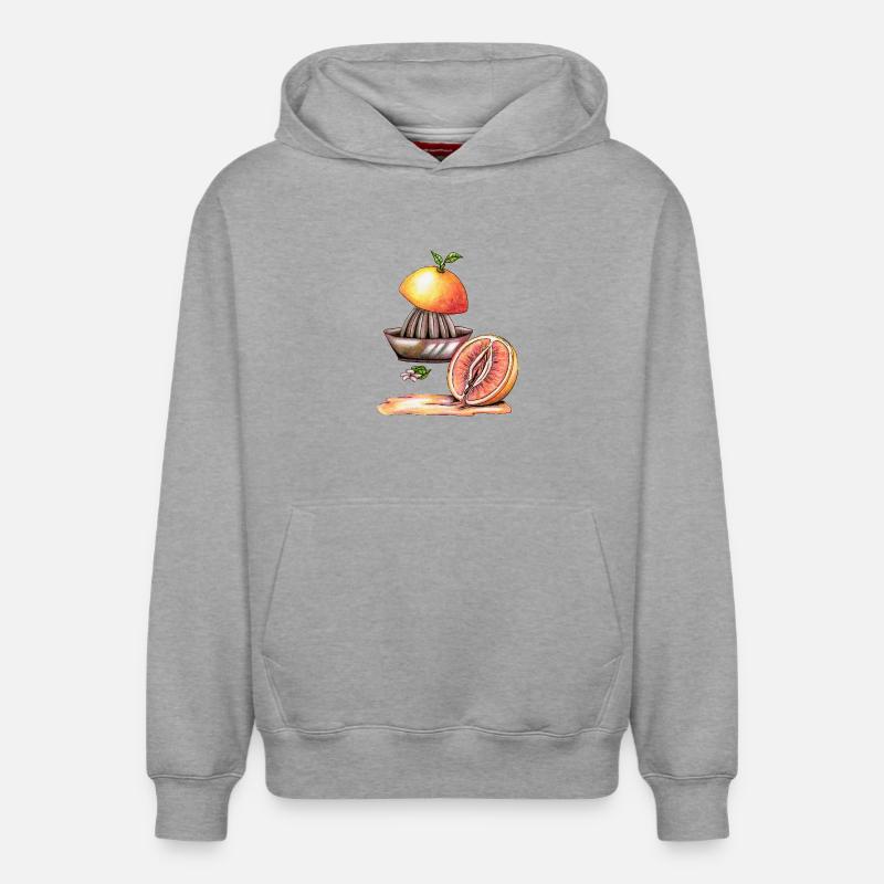 Pamplemousse vulve - Sweat à capuche unisexe décontracté en coton biologique – de SPREAD - gris chiné