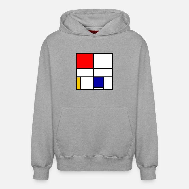 Mondrian 3 - Sweat à capuche unisexe décontracté en coton biologique – de SPREAD - gris chiné