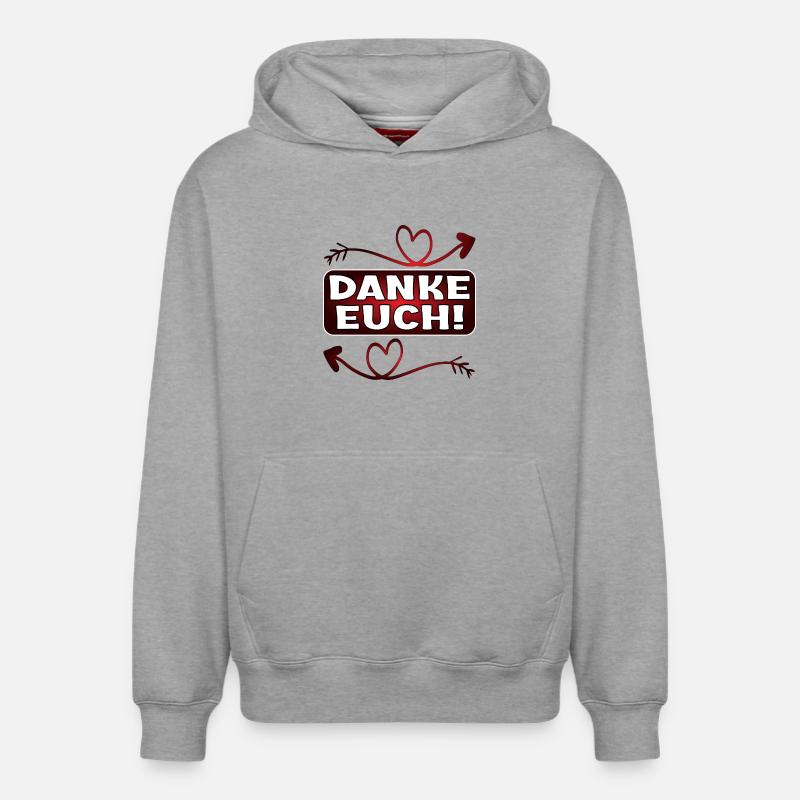 Dankeschön Geschenke - DANKE EUCH SPRÜCHE - Relaxed Unisex Organic Hoodie – von SPREAD - Grau meliert