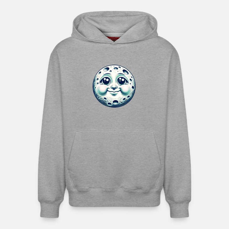 Drôle de lune avec visage - Sweat à capuche unisexe décontracté en coton biologique – de SPREAD - gris chiné