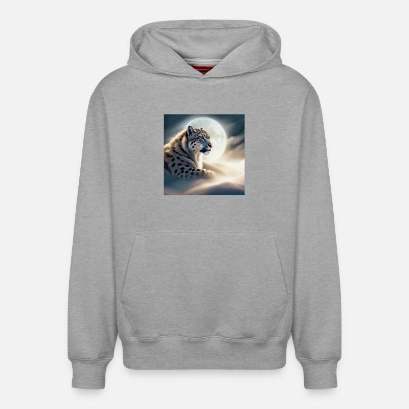 Léopard des Neiges - Sweat à capuche unisexe décontracté en coton biologique – de SPREAD - gris chiné