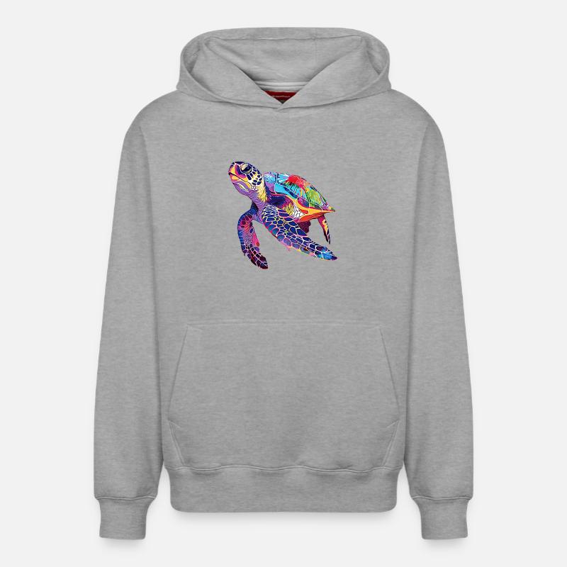 Tortue arc-en-ciel - Sweat à capuche unisexe décontracté en coton biologique – de SPREAD - gris chiné