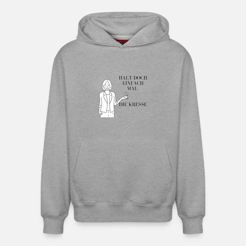 Illustration Tenir le cresson - Sweat à capuche unisexe décontracté en coton biologique – de SPREAD - gris chiné