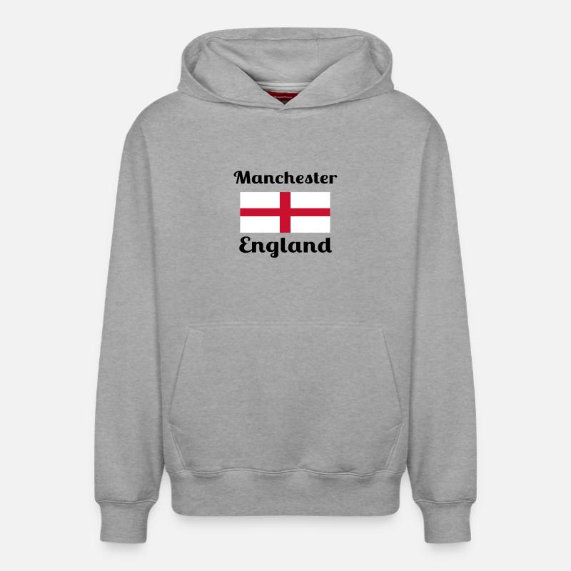 Manchester, Angleterre - Imprimés élégants - Sweat à capuche unisexe décontracté en coton biologique – de SPREAD - gris chiné
