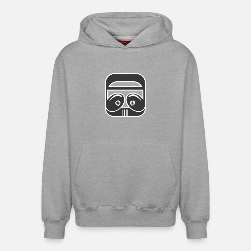 Masque robotique géométrique - Sweat à capuche unisexe décontracté en coton biologique – de SPREAD - gris chiné