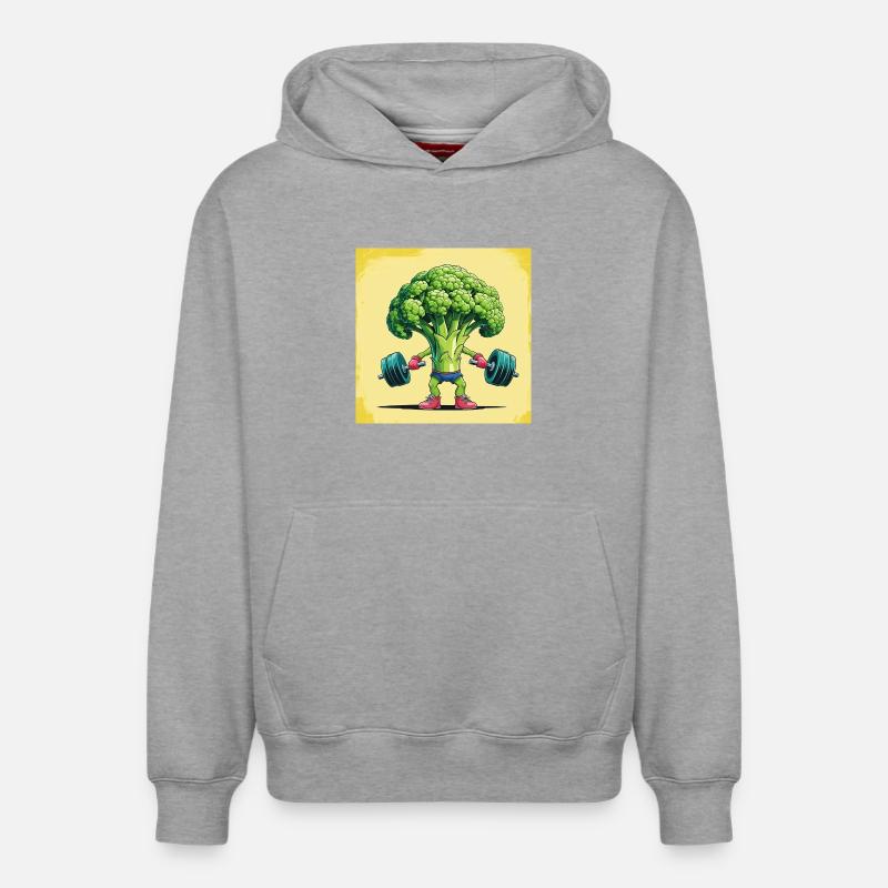 Centrale de brocoli avec haltère - Sweat à capuche unisexe décontracté en coton biologique – de SPREAD - gris chiné