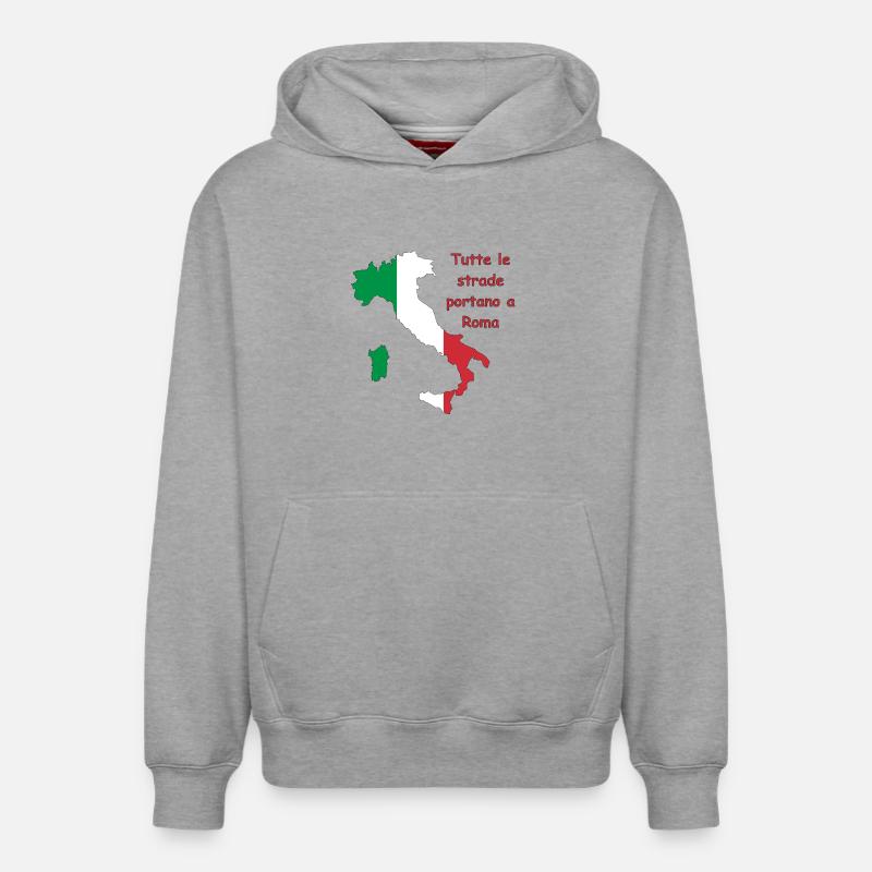 Drapeau italien avec slogan - Sweat à capuche unisexe décontracté en coton biologique – de SPREAD - gris chiné