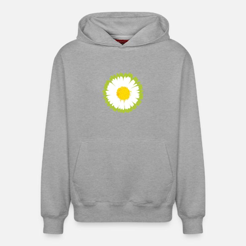 Fleur pop de marguerite ensoleillée - Sweat à capuche unisexe décontracté en coton biologique – de SPREAD - gris chiné