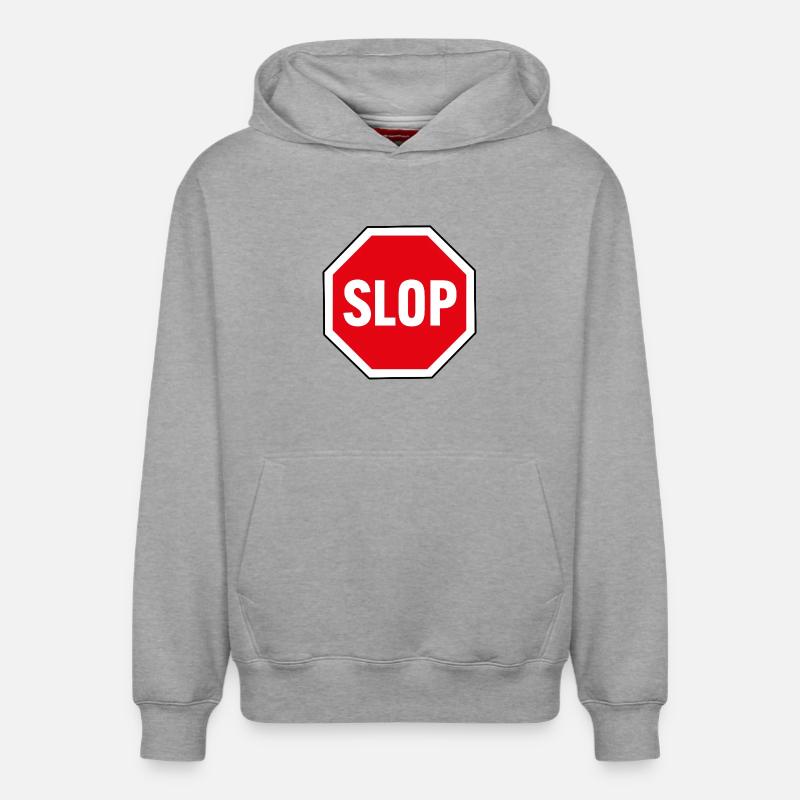 ARRÊTEZ le SLOP - Sweat à capuche unisexe décontracté en coton biologique – de SPREAD - gris chiné