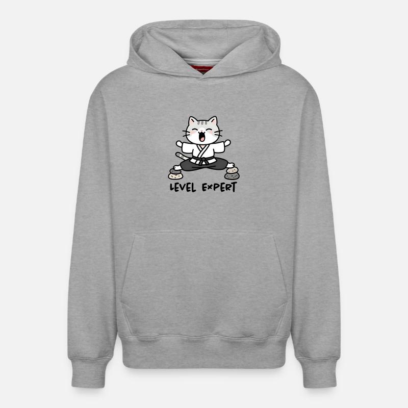 Chat Sensei Karaté Zen - Sweat à capuche unisexe décontracté en coton biologique – de SPREAD - gris chiné