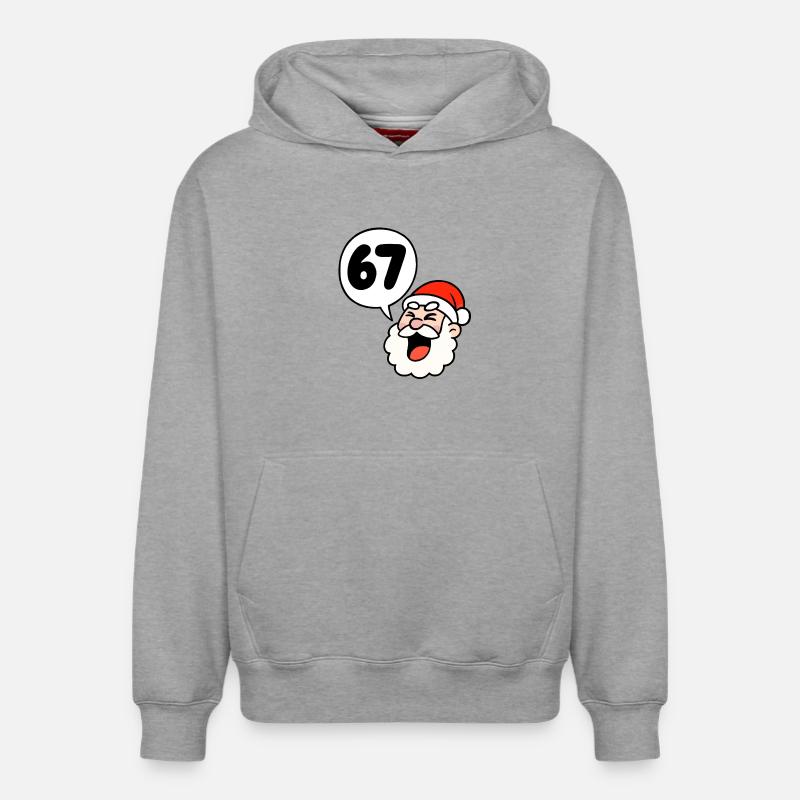 Le Père Noël crie 67 ! - Sweat à capuche unisexe décontracté en coton biologique – de SPREAD - gris chiné