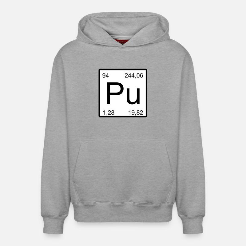 Conception de l’élément de plutonium Pu - Sweat à capuche unisexe décontracté en coton biologique – de SPREAD - gris chiné