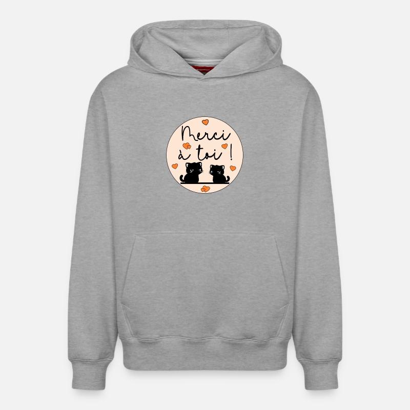 Chats Merci à toi - Sweat à capuche unisexe décontracté en coton biologique – de SPREAD - gris chiné