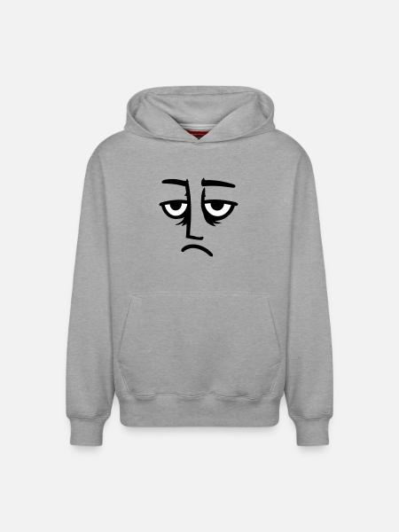 Grumpy sad disappointed face funny - Relaxed Unisex Organic Hoodie – by SPREAD - heather grey