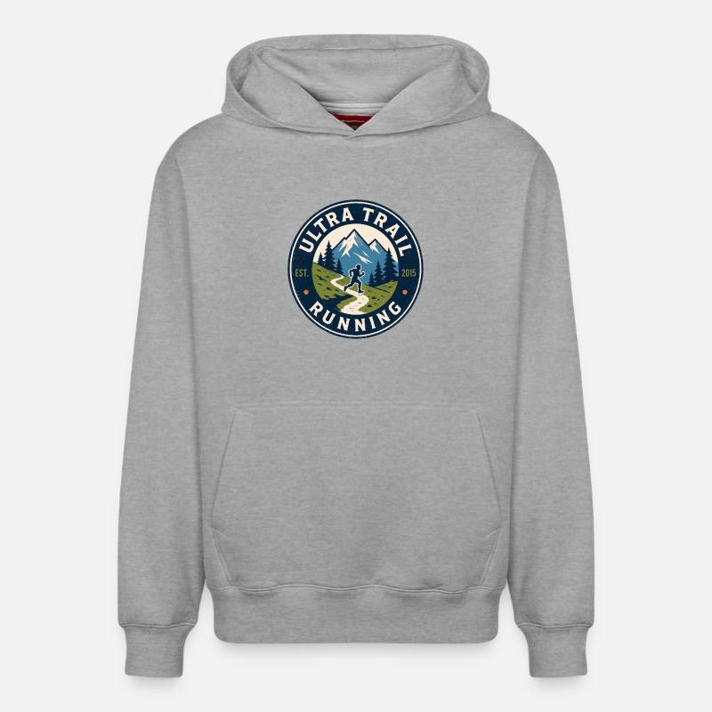 Ultra Trail Running - Sweat à capuche unisexe décontracté en coton biologique – de SPREAD - gris chiné