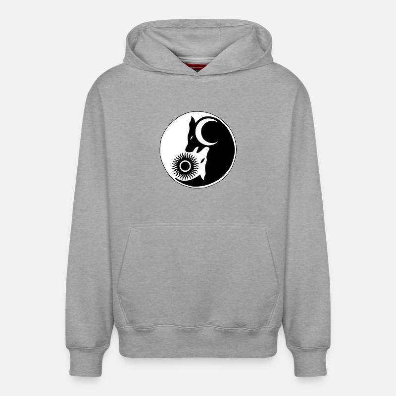 Loup yin yang - Sweat à capuche unisexe décontracté en coton biologique – de SPREAD - gris chiné