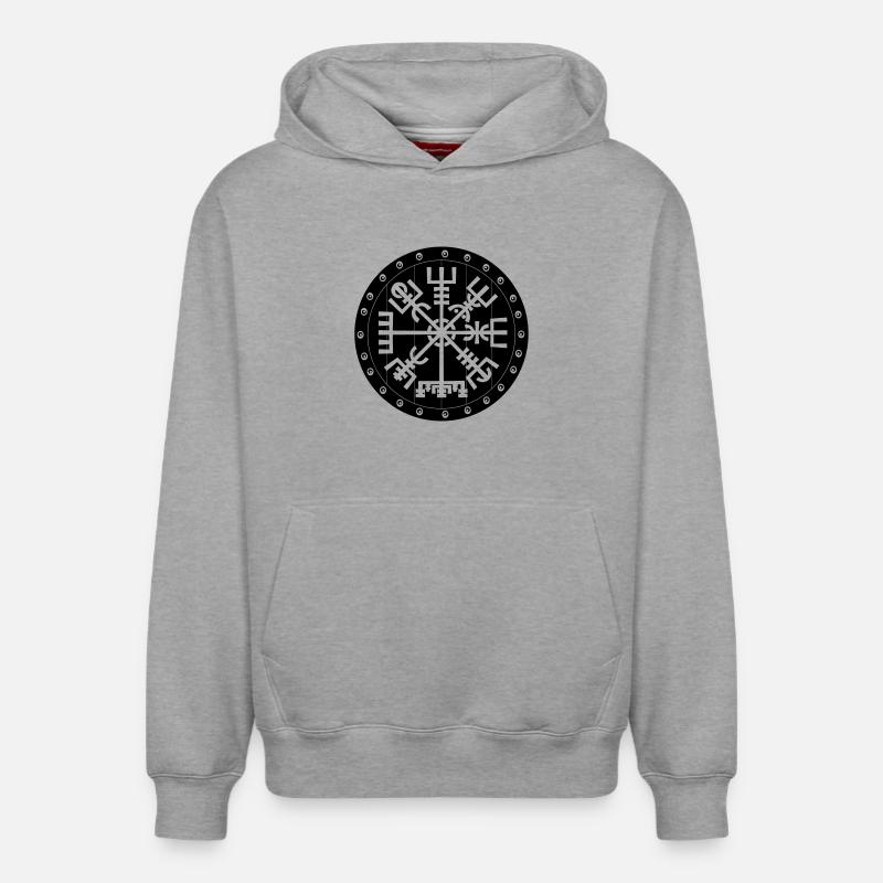 Vegvisir Wikinger-Compas im Vikng-Schild - Relaxed Unisex Organic Hoodie – von SPREAD - Grau meliert
