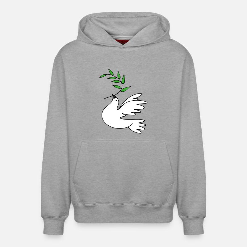 Colombe de la Paix - Sweat à capuche unisexe décontracté en coton biologique – de SPREAD - gris chiné