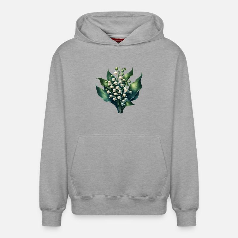 Muguet, - Sweat à capuche unisexe décontracté en coton biologique – de SPREAD - gris chiné