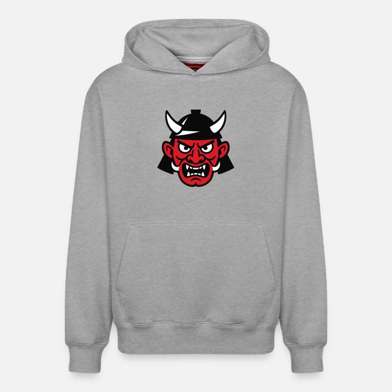 Samurai Devil - Relaxed Unisex Organic Hoodie – von SPREAD - Grau meliert