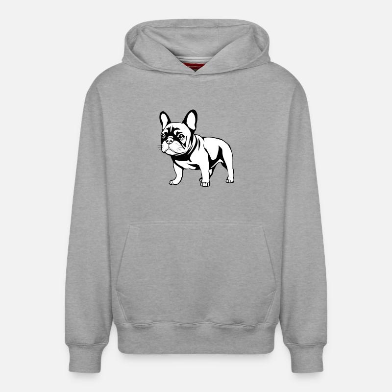 Bouledogue français noir et blanc - Sweat à capuche unisexe décontracté en coton biologique – de SPREAD - gris chiné