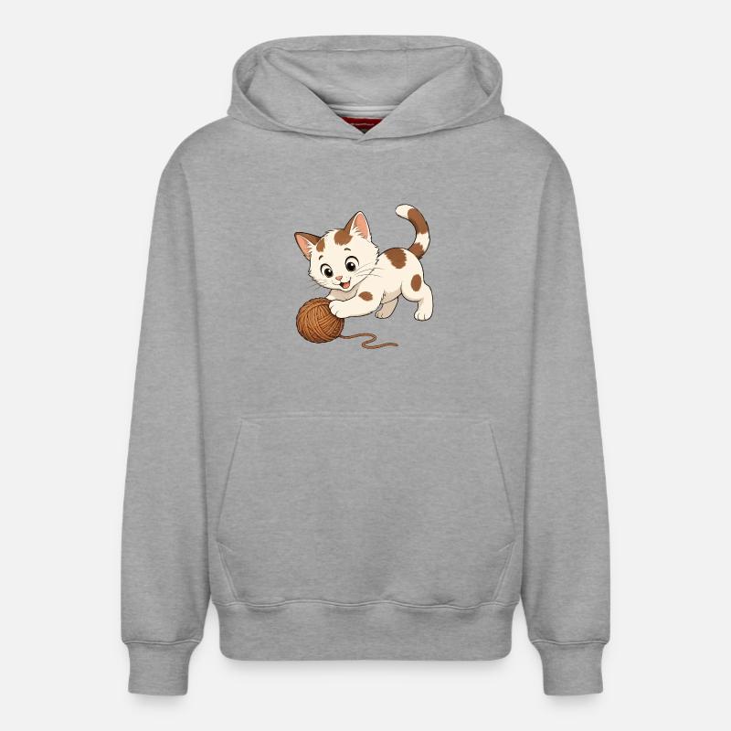 Des jeux de chaton - Sweat à capuche unisexe décontracté en coton biologique – de SPREAD - gris chiné