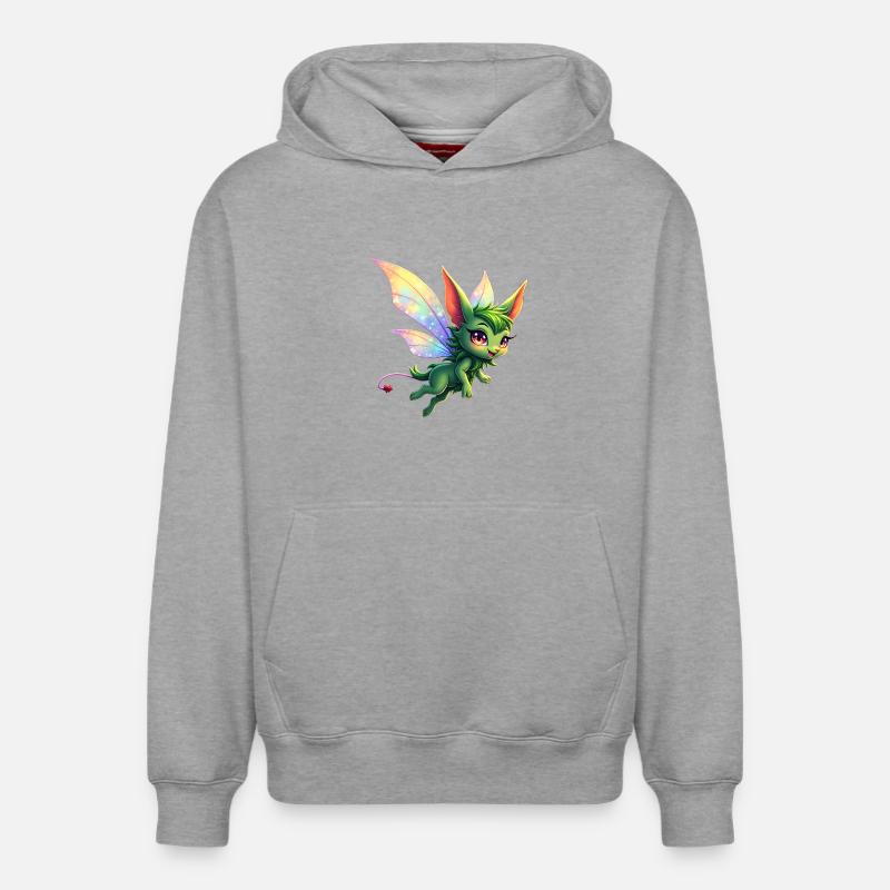 Dragon Vert aux ailes arc-en-ciel - Sweat à capuche unisexe décontracté en coton biologique – de SPREAD - gris chiné