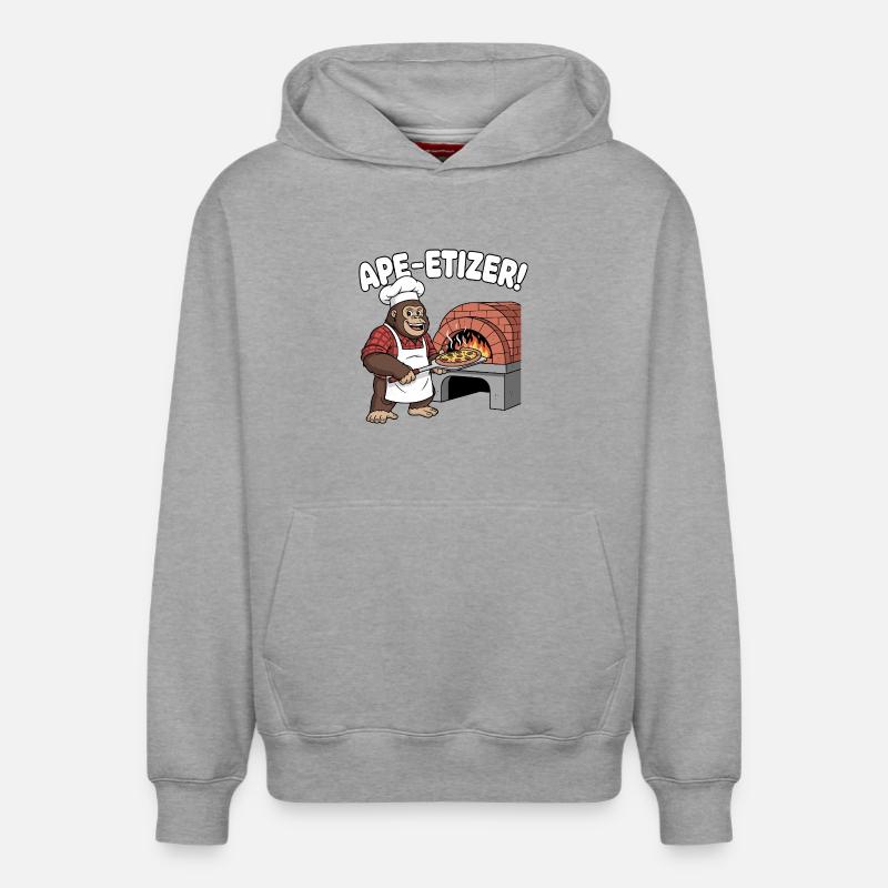 Chef pizzariophile Ape-Etizer - Sweat à capuche unisexe décontracté en coton biologique – de SPREAD - gris chiné