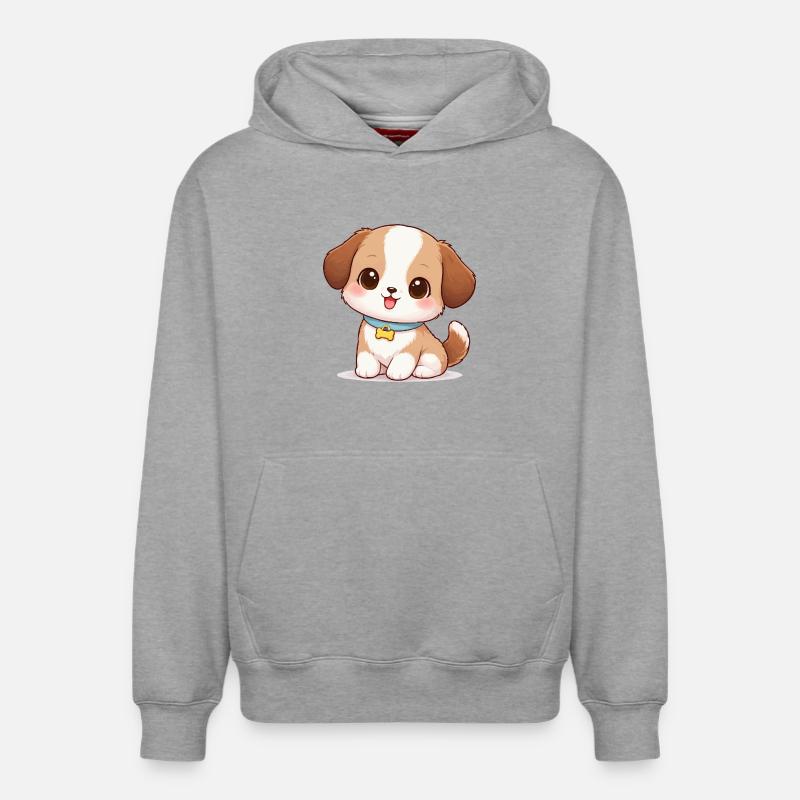 Dog Cute Comic - Sweat à capuche unisexe décontracté en coton biologique – de SPREAD - gris chiné