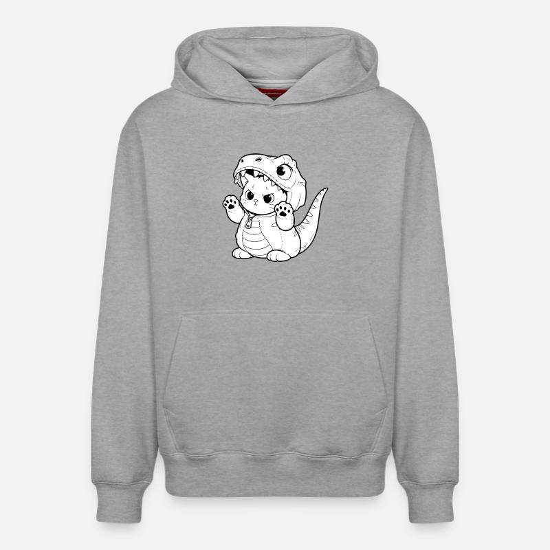 Design câlin de chaton dinosaure - Sweat à capuche unisexe décontracté en coton biologique – de SPREAD - gris chiné