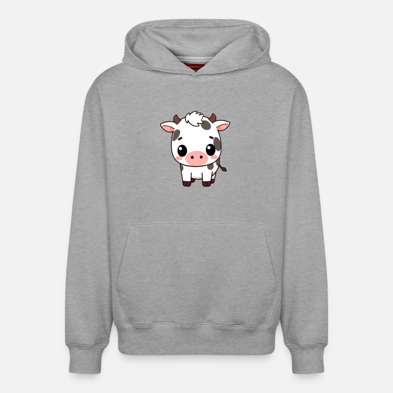 Vache mignonne - Sweat à capuche unisexe décontracté en coton biologique – de SPREAD - gris chiné
