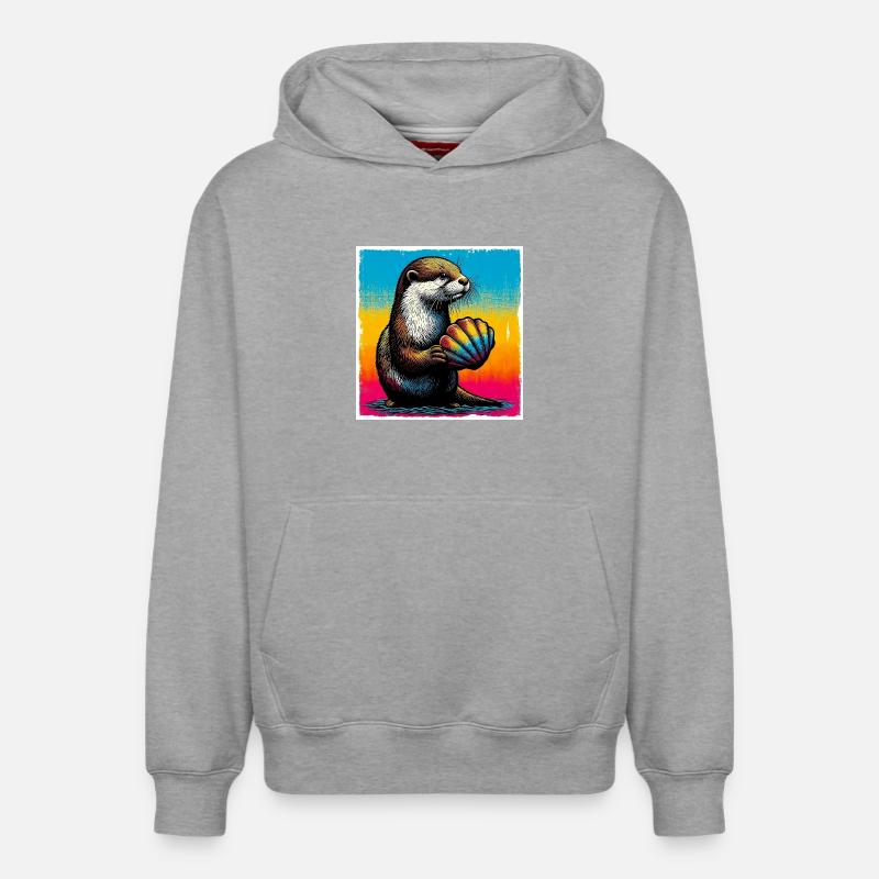 loutre - Sweat à capuche unisexe décontracté en coton biologique – de SPREAD - gris chiné