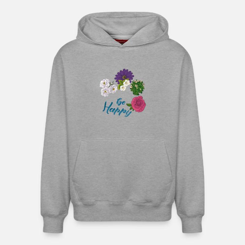Sois heureux - Sweat à capuche unisexe décontracté en coton biologique – de SPREAD - gris chiné