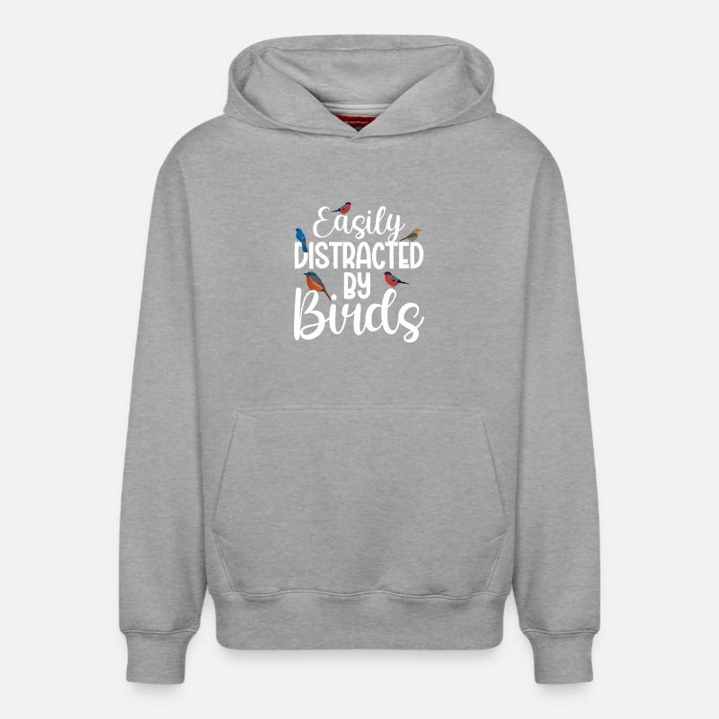Facilement distrait par les oiseaux - Sweat à capuche unisexe décontracté en coton biologique – de SPREAD - gris chiné