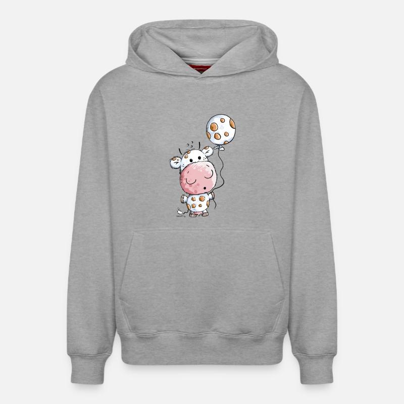 Vache avec ballon - Sweat à capuche unisexe décontracté en coton biologique – de SPREAD - gris chiné