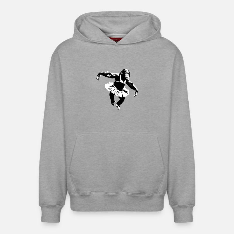 Chimpanzé dansant - Sweat à capuche unisexe décontracté en coton biologique – de SPREAD - gris chiné