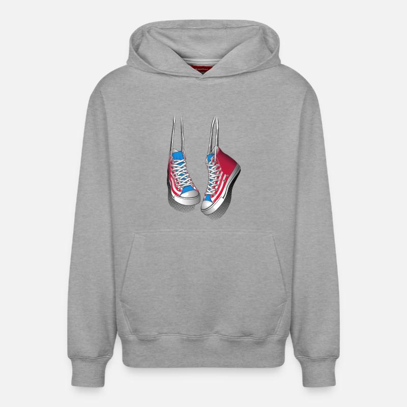 Baskets et lacets - Sweat à capuche unisexe décontracté en coton biologique – de SPREAD - gris chiné