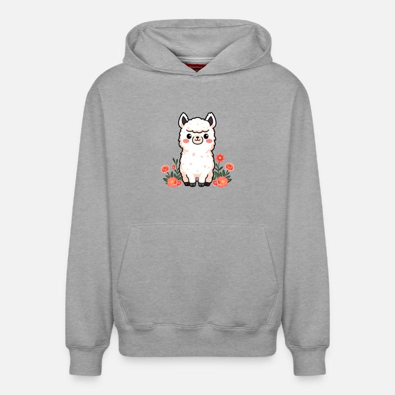 lama - Sweat à capuche unisexe décontracté en coton biologique – de SPREAD - gris chiné