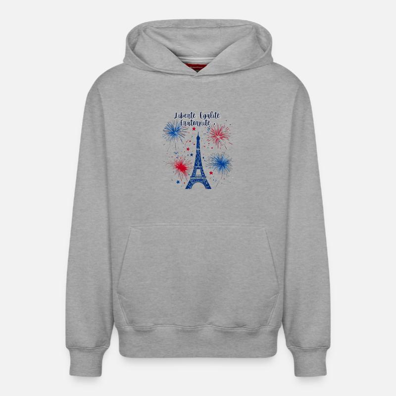 Liberté Egalité Fraternité - Sweat à capuche unisexe décontracté en coton biologique – de SPREAD - gris chiné
