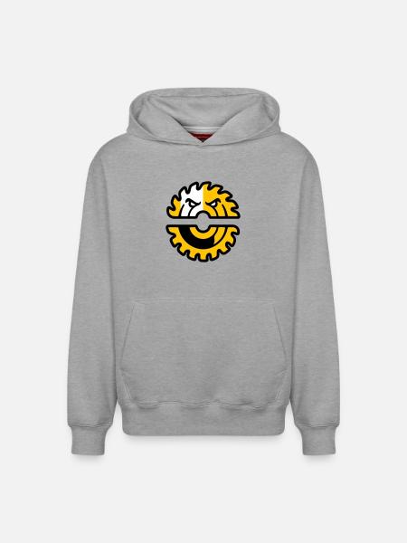 Circular Saw Mascot Logo - Relaxed Unisex Organic Hoodie – by SPREAD - heather grey