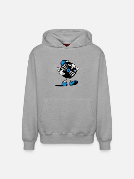 DISQUE VINYLE - Sweat à capuche unisexe décontracté en coton biologique – de SPREAD - gris chiné