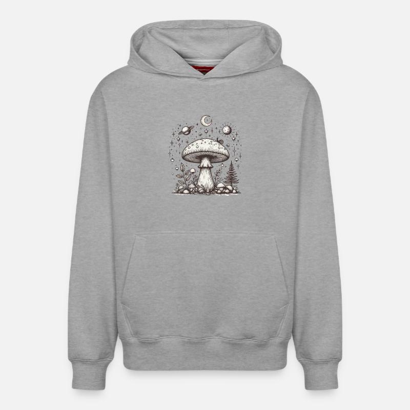 Toadstool Mushroom Psilo - Relaxed Unisex Organic Hoodie – by SPREAD - heather grey