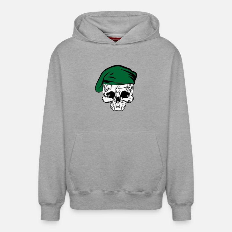 Béret vert squelette - Sweat à capuche unisexe décontracté en coton biologique – de SPREAD - gris chiné