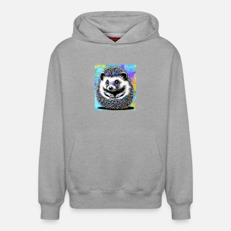 hérisson - Sweat à capuche unisexe décontracté en coton biologique – de SPREAD - gris chiné