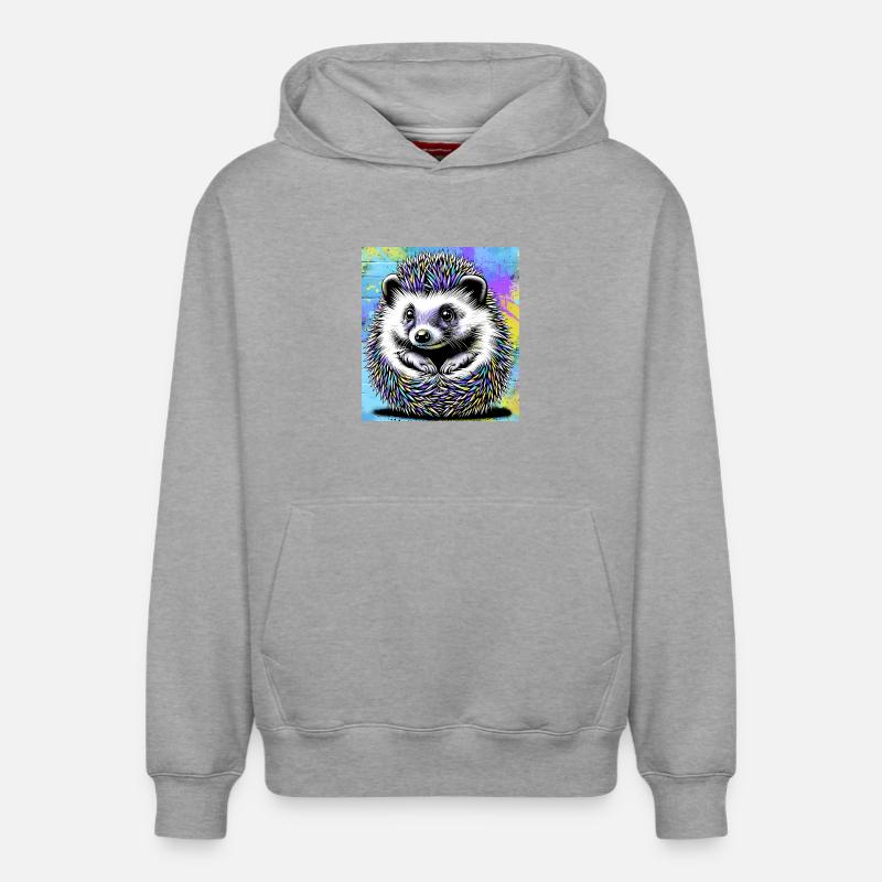 hérisson - Sweat à capuche unisexe décontracté en coton biologique – de SPREAD - gris chiné