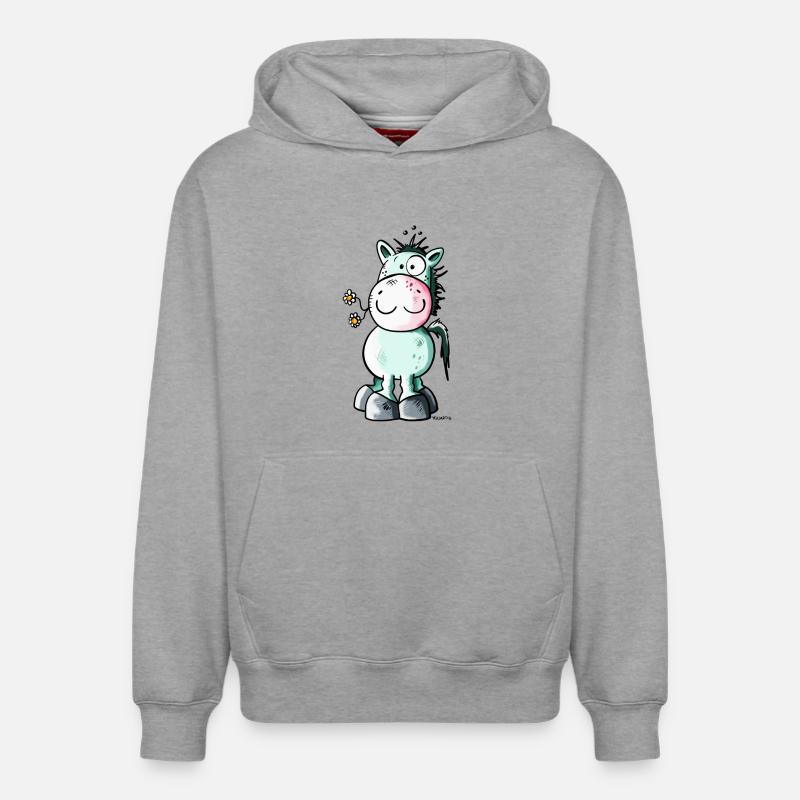 Mignon Cheval - Sweat à capuche unisexe décontracté en coton biologique – de SPREAD - gris chiné