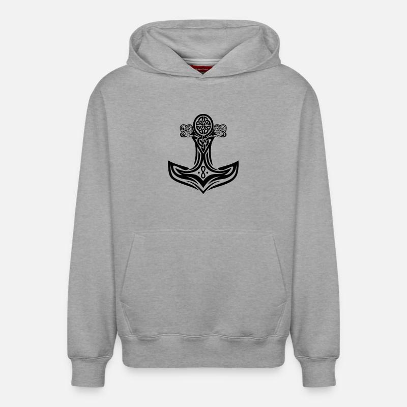 Vikings Thors Hammer - Sweat à capuche unisexe décontracté en coton biologique – de SPREAD - gris chiné
