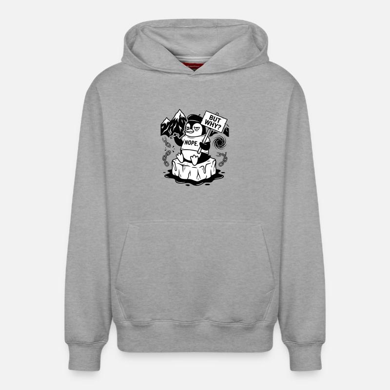 Non, Pingouin - Mème sarcastique drôle - Sweat à capuche unisexe décontracté en coton biologique – de SPREAD - gris chiné