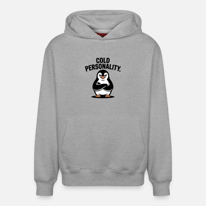 Pingouin confiant aux ailes croisées - Sweat à capuche unisexe décontracté en coton biologique – de SPREAD - gris chiné