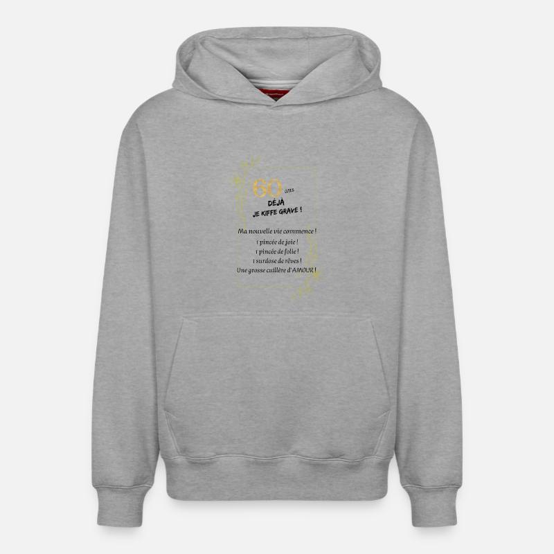 60 ans déjà ! - Sweat à capuche unisexe décontracté en coton biologique – de SPREAD - gris chiné